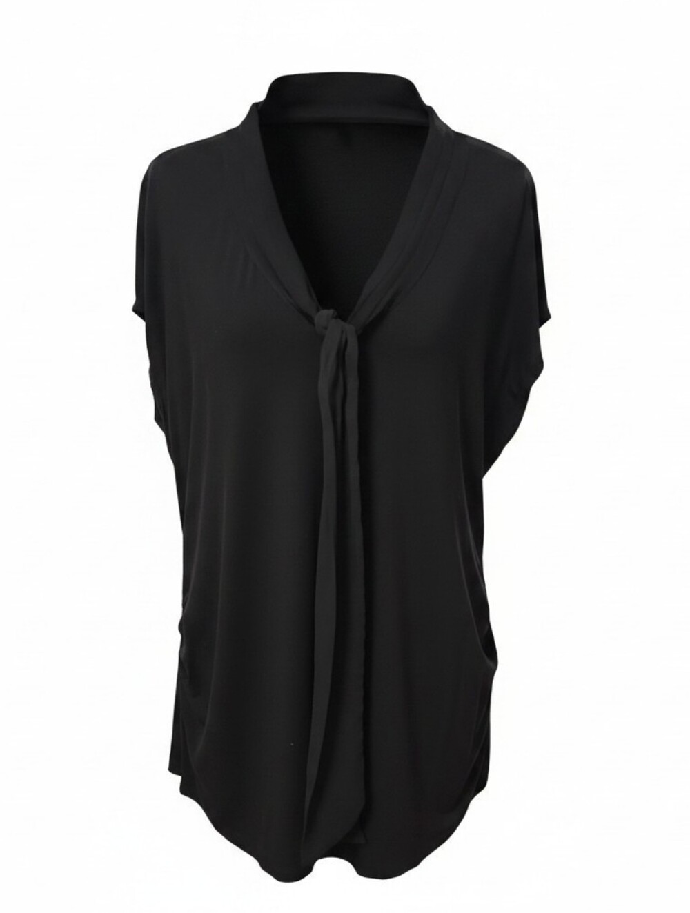 New York & Company Black Tie-Front Blouse XL